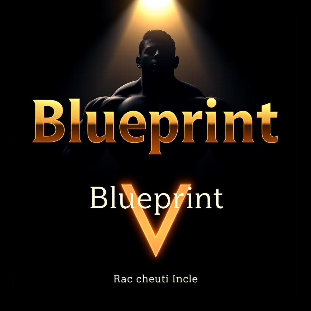 A digital artwork featuring a dark navy-to-black gradient background with a subtle geometric or blueprint texture