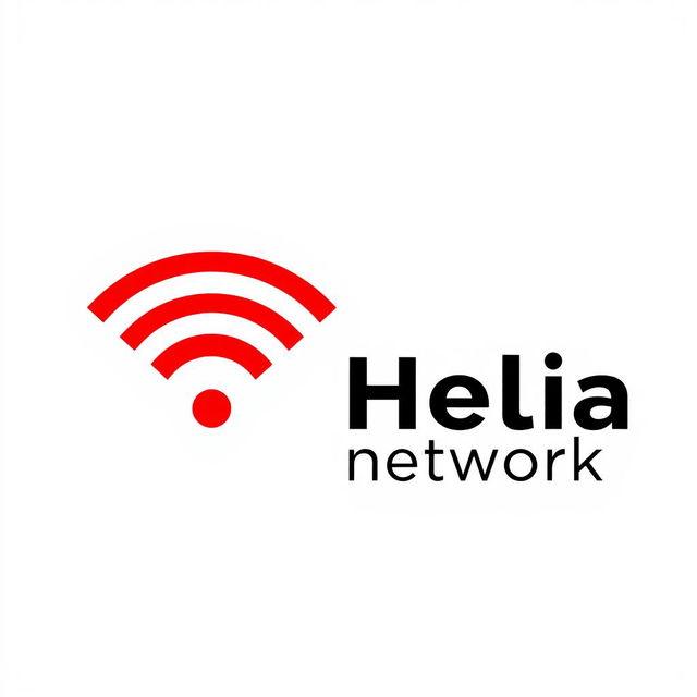 A Wifi logo prominently displayed next to the text 'Helianetwork', both designed using a striking combination of red and black colors