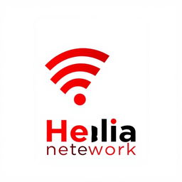 A Wifi logo prominently displayed next to the text 'Helianetwork', both designed using a striking combination of red and black colors