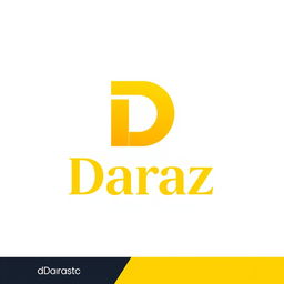 A beautiful logo design featuring the word 'Daraz' in bold, elegant yellow typography