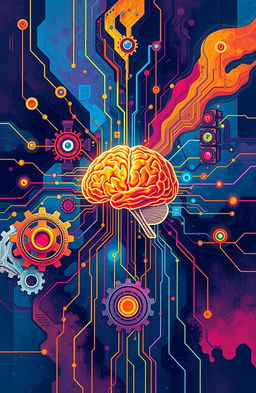 An abstract representation of artificial intelligence, showcasing the blend of algorithms and neural networks with vibrant colors and dynamic patterns