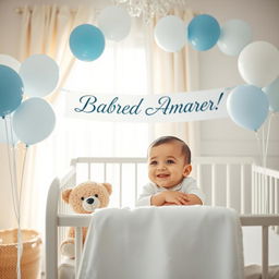 A beautiful and celebratory image featuring a baby boy named Ahmed Nasr