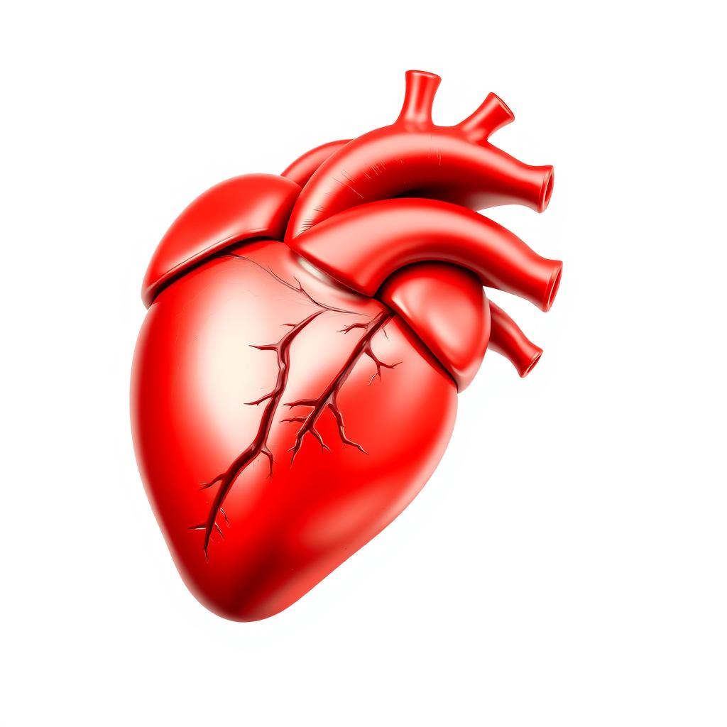 A realistic heart icon, showcasing a detailed anatomical heart design