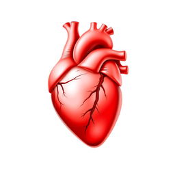 A realistic heart icon, showcasing a detailed anatomical heart design