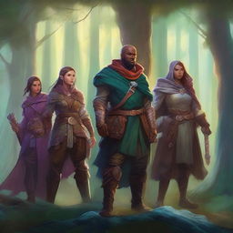 A digital art image depicting a high fantasy scene inspired by Dungeons and Dragons