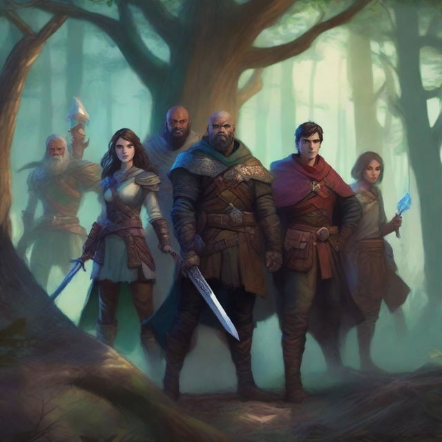 A digital art image depicting a high fantasy scene inspired by Dungeons and Dragons