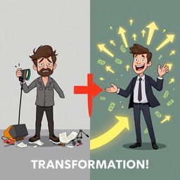 A visually striking YouTube thumbnail illustrating a compelling transformation story