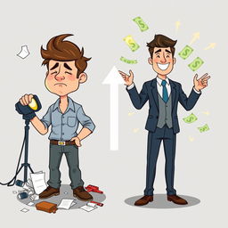 A visually striking YouTube thumbnail illustrating a compelling transformation story