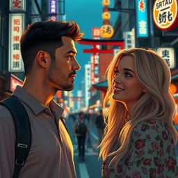 A poignant scene illustrating a man who embarks on a transformative training journey through Japan, where he meets Kariin Tiitar, a captivating, blonde woman from Estonia