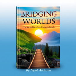 A captivating book cover design titled 'Bridging Worlds: The Spiritual Path from Trinidad to Canada