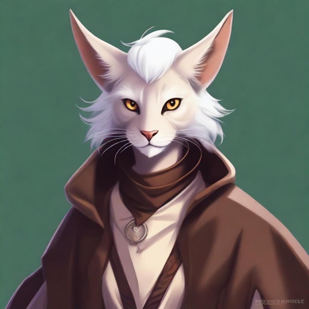 This is a high-quality digital art piece depicting a captivating image of a Tabaxi-Tiefling character