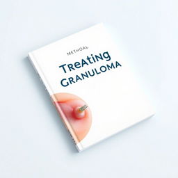 A book cover design featuring a clean and modern aesthetic, focusing on health and treatment of granulomas, small inflammations in piercings