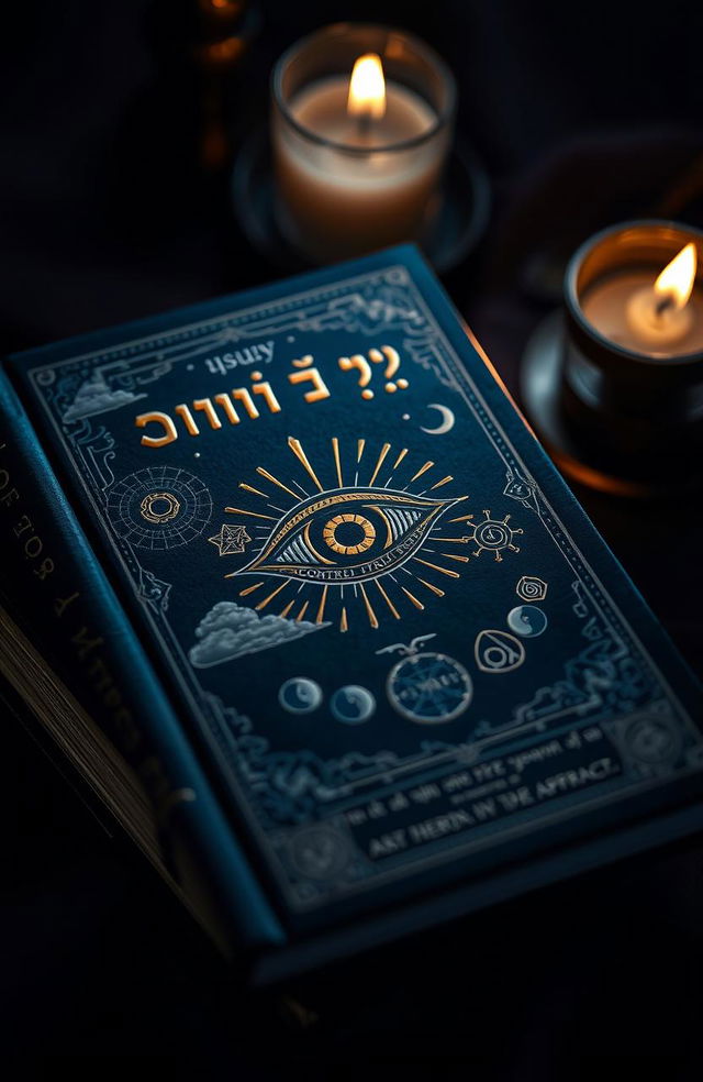 A mysterious book titled 'تحكم بعينك الثالثة' (Control Your Third Eye) featuring an intricately designed cover with mystical symbols and patterns