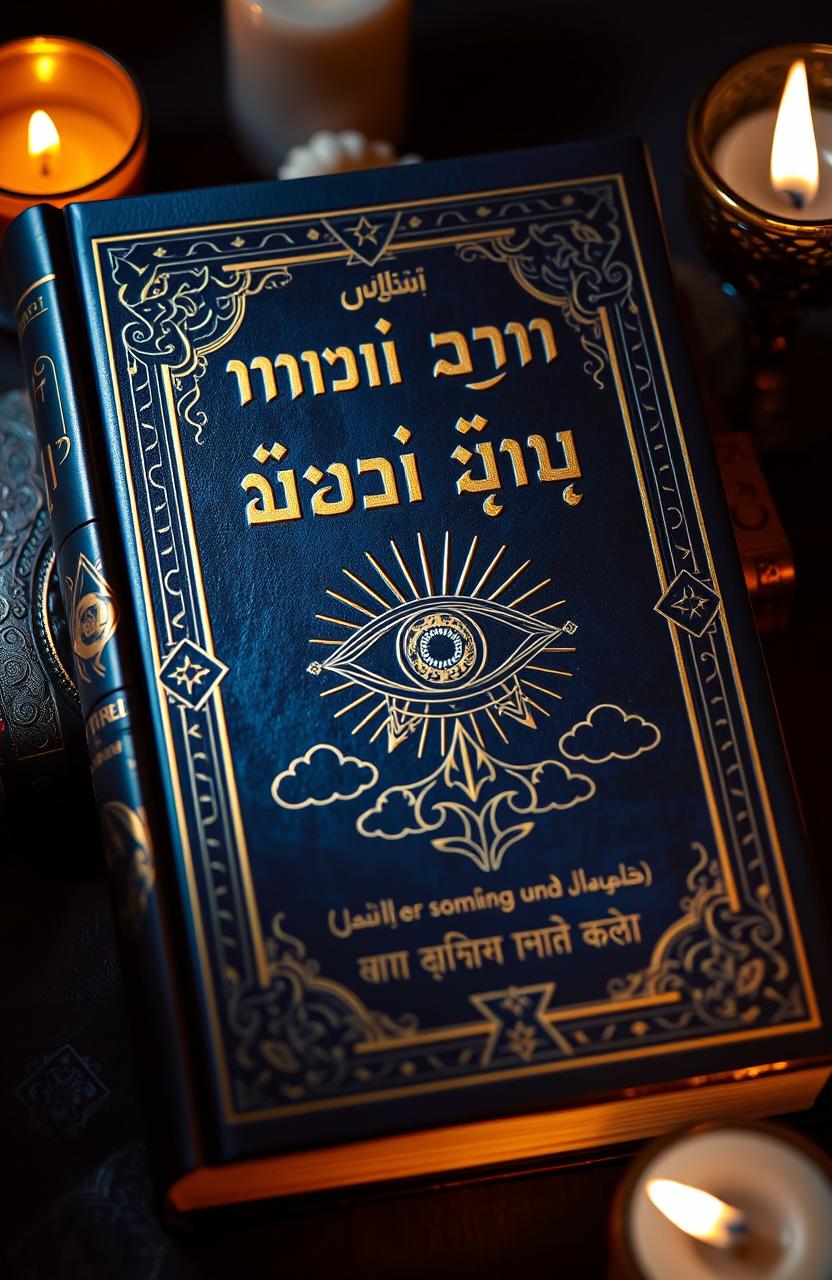 A mysterious book titled 'تحكم بعينك الثالثة' (Control Your Third Eye) featuring an intricately designed cover with mystical symbols and patterns