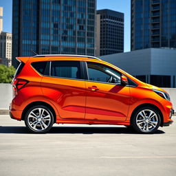 A sleek and modern 2019 Chevrolet Spin in a vibrant color, showcasing its stylish exterior design with smooth curves and an aerodynamic shape