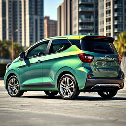 A sleek and modern 2019 Chevrolet Spin in a vibrant color, showcasing its stylish exterior design with smooth curves and an aerodynamic shape