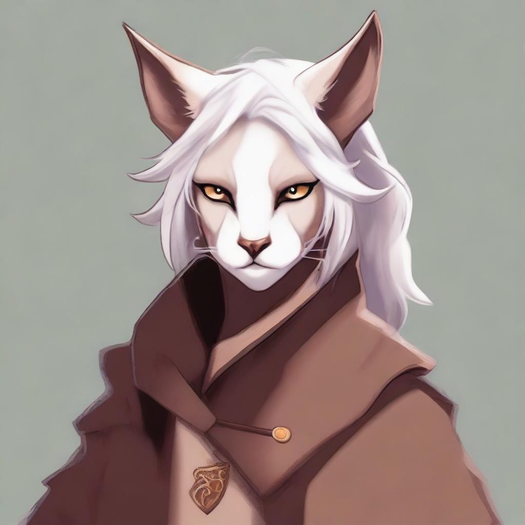 This is a high-quality digital art image showcasing a young Tabaxi-Tiefling character