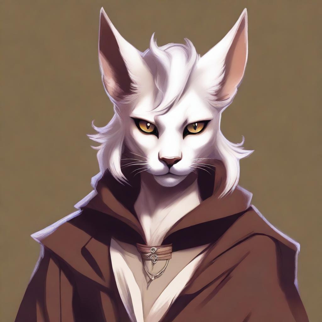 This is a high-quality digital art image showcasing a young Tabaxi-Tiefling character