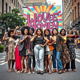 An impactful scene illustrating solidarity against violence towards women