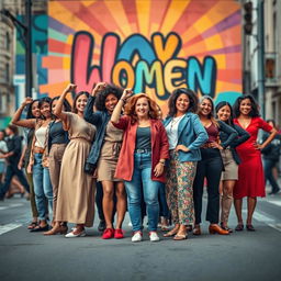 An impactful scene illustrating solidarity against violence towards women