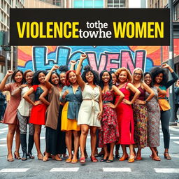An impactful scene illustrating solidarity against violence towards women