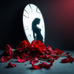 A powerful visual representation emphasizing the theme of violence against women, depicted through symbolic imagery
