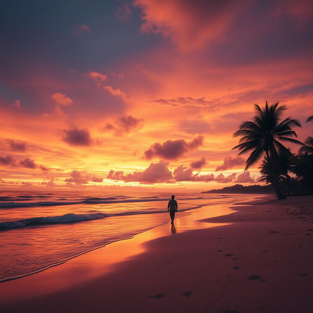 A breathtaking landscape of a serene beach during sunset