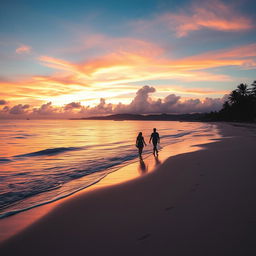 A breathtaking landscape of a serene beach during sunset