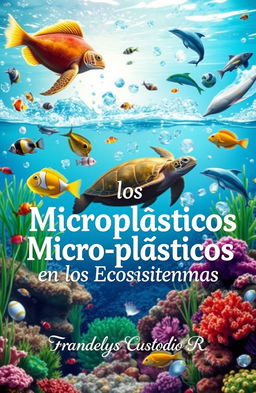 A vivid and informative image showcasing the impact of microplastics on marine ecosystems