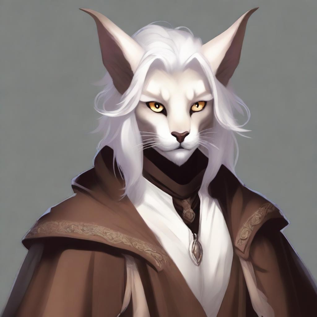 An exquisite digital art image presents a young Tabaxi-Tiefling character