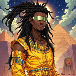 A visually captivating light novel cover illustrated in a vibrant manga art style, featuring a tall black male character with luxurious long dreadlocks that flow gracefully down his back