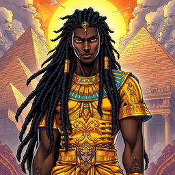 A striking light novel cover illustrated in a vibrant manga art style, featuring a tall black male character with long, flowing dreadlocks that accentuate his regal appearance