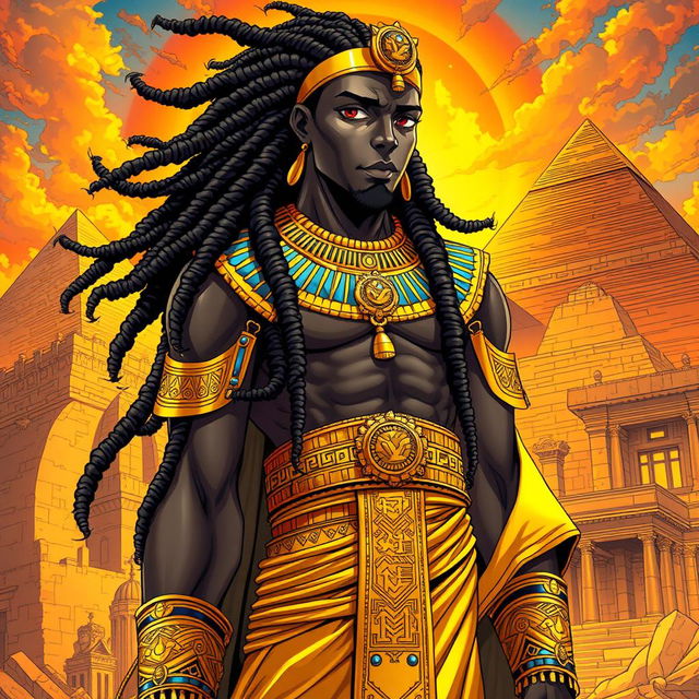 A striking light novel cover illustrated in a vibrant manga art style, featuring a tall black male character with long, flowing dreadlocks that accentuate his regal appearance