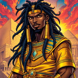 A striking light novel cover illustrated in a vibrant manga art style, featuring a tall black male character with long, flowing dreadlocks that accentuate his regal appearance
