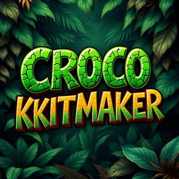 A vibrant and playful design featuring the text 'CROCO KITMAKER' in an artistic font
