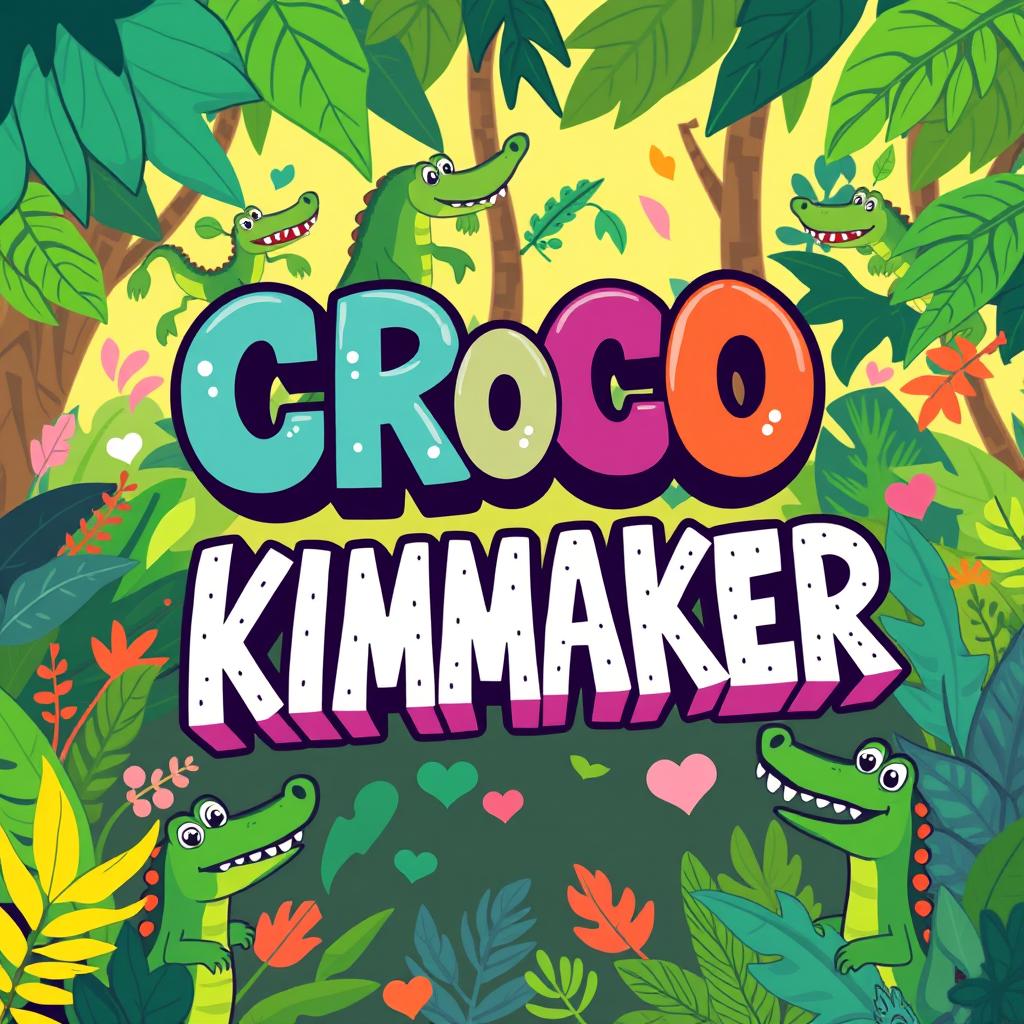 A vibrant and playful illustration featuring the words "CROCO KIMAKER" in a bold, artistic font