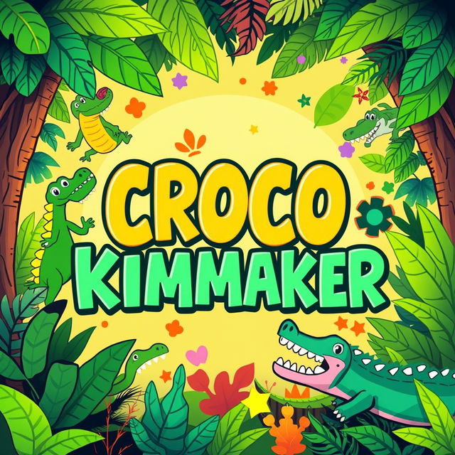 A vibrant and playful illustration featuring the words "CROCO KIMAKER" in a bold, artistic font