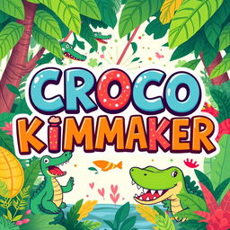 A vibrant and playful illustration featuring the words "CROCO KIMAKER" in a bold, artistic font