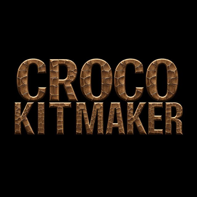 An artistic design featuring the words "CROCO KITMAKER" with a texture that resembles crocodile skin, giving it a rich and luxurious appearance