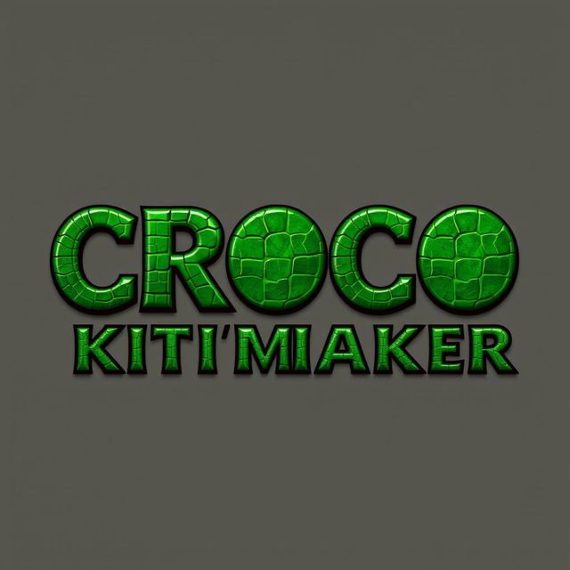 A 2D artistic design featuring the words "CROCO KITMAKER" in a textured crocodile skin style