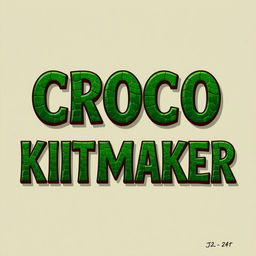 A 2D artistic design featuring the words "CROCO KITMAKER" in a textured crocodile skin style