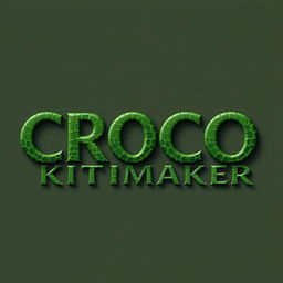 A 2D artistic design featuring the words "CROCO KITMAKER" in a textured crocodile skin style