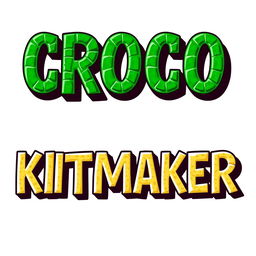 A 2D illustration featuring text with a crocodile skin texture
