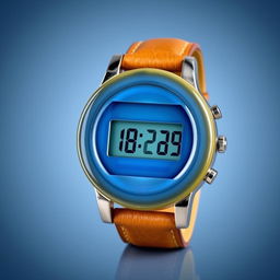 A men's digital wristwatch crafted from blue agate stone, where both the body and the dial are made from this stunning material, designed to give the impression of being a single piece