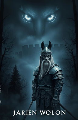 A hauntingly atmospheric book cover set in a dark, ancient forest shrouded in mist