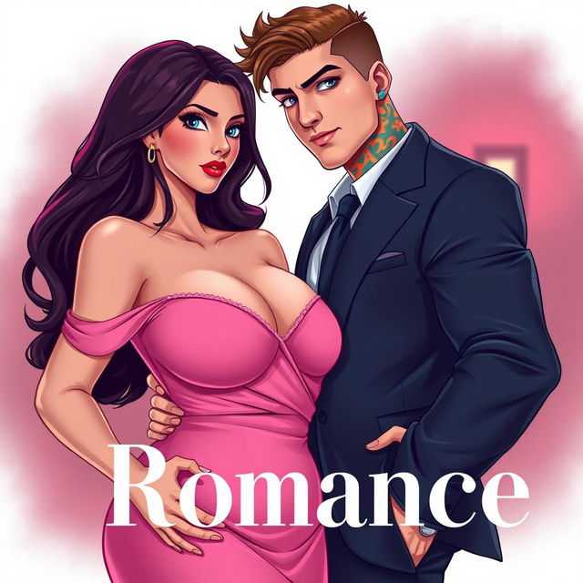 A high-quality book cover illustration for a romance novel featuring a passionate and sensual couple