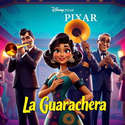 A vibrant movie poster for a Disney Pixar film titled 'La Guarachera'