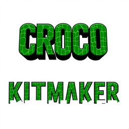 The text 'CROCO KITMAKER' displayed in a bold, rock band style font, featuring a rich green color with a texture that resembles crocodile skin
