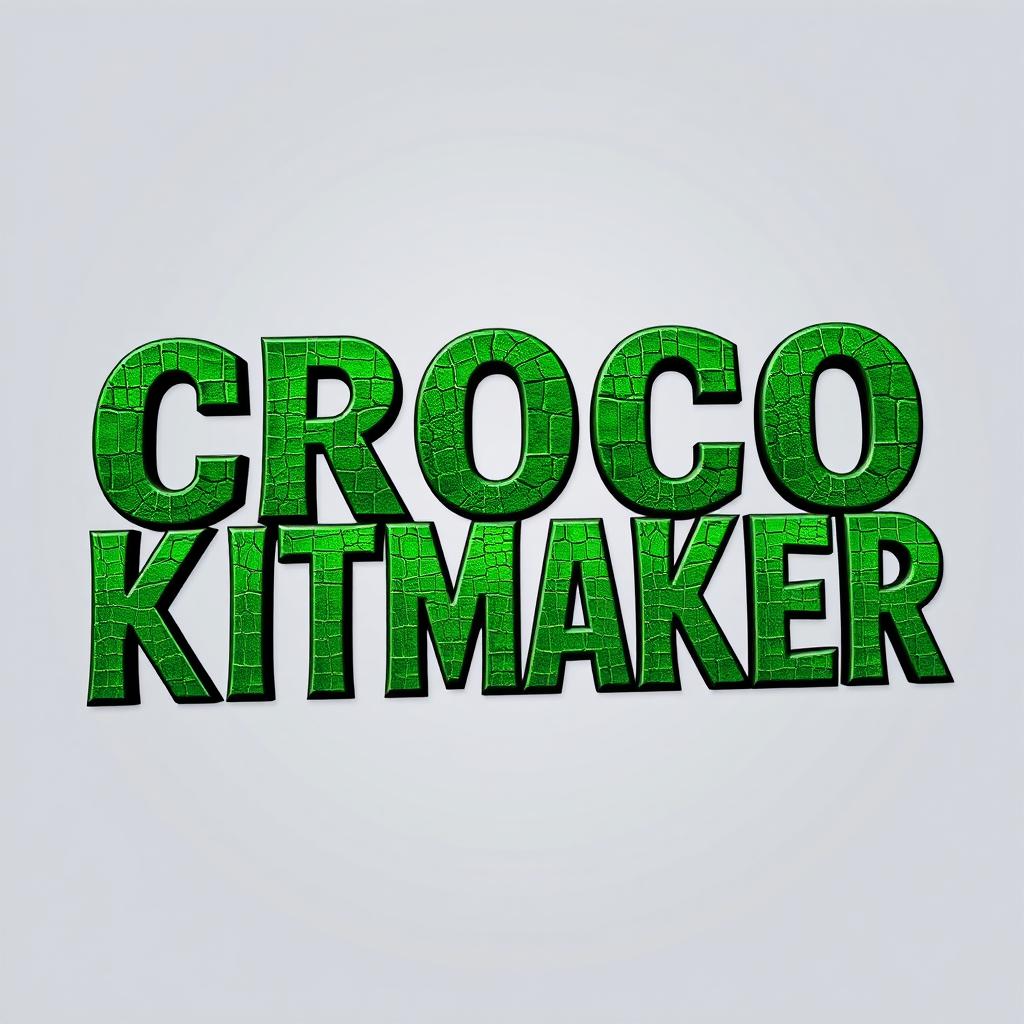 The text 'CROCO KITMAKER' displayed in a bold, rock band style font, featuring a rich green color with a texture that resembles crocodile skin