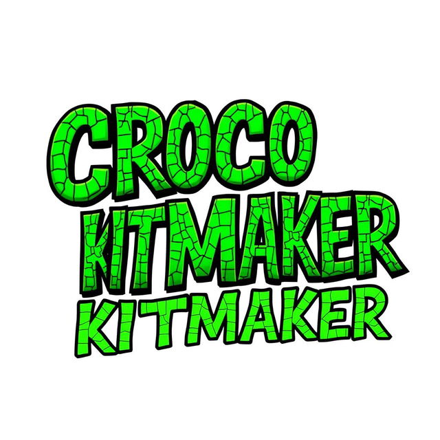 The text 'CROCO KITMAKER' illustrated in a vibrant green color, designed in a 2D drawing style that mimics the texture of crocodile skin